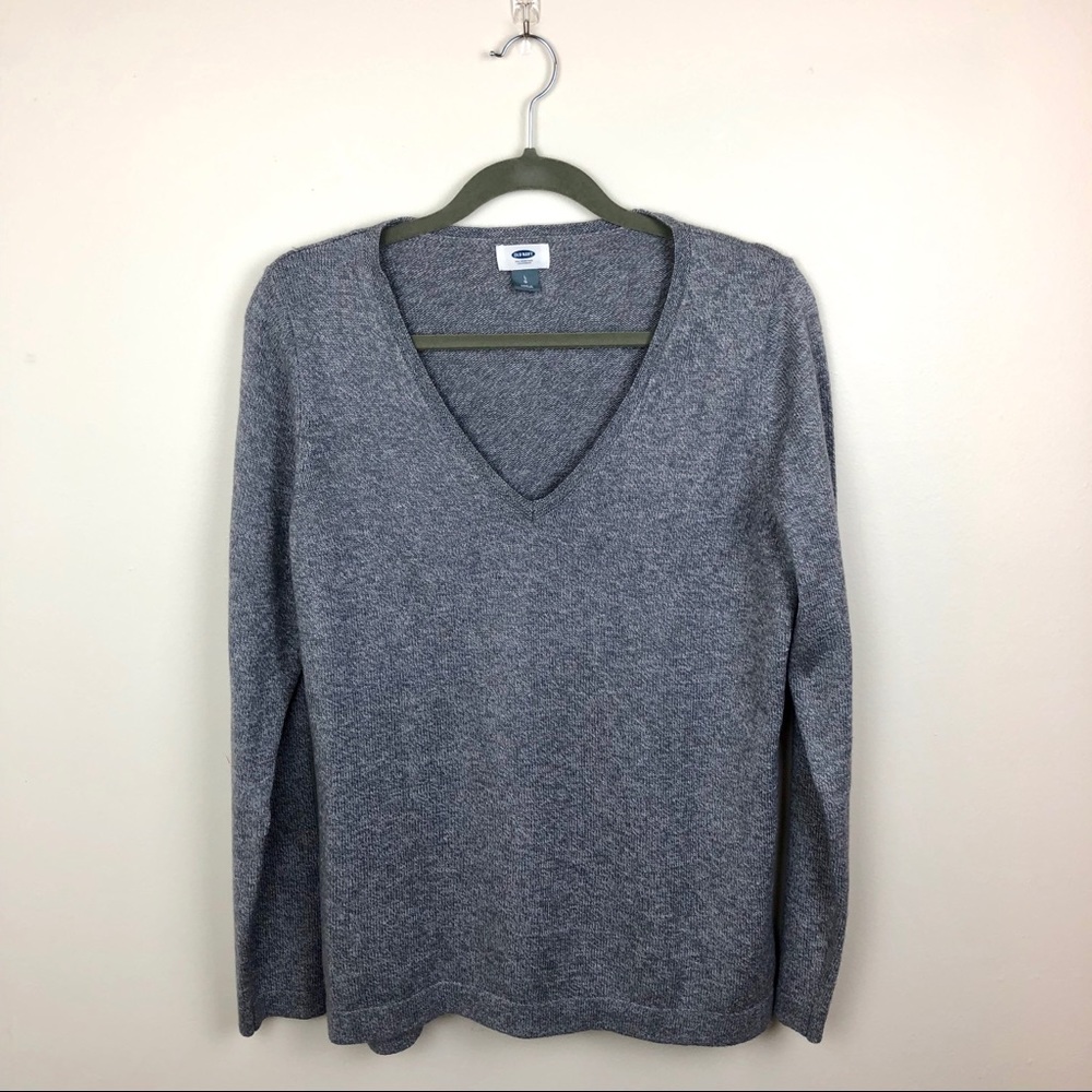 Old Navy Light Grey Vee Neck Sweater Size Large